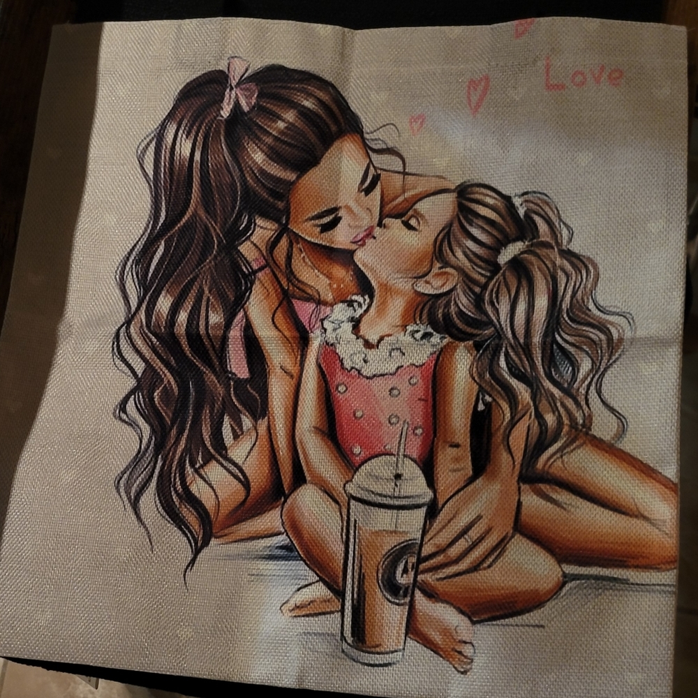 Print linen tote bag